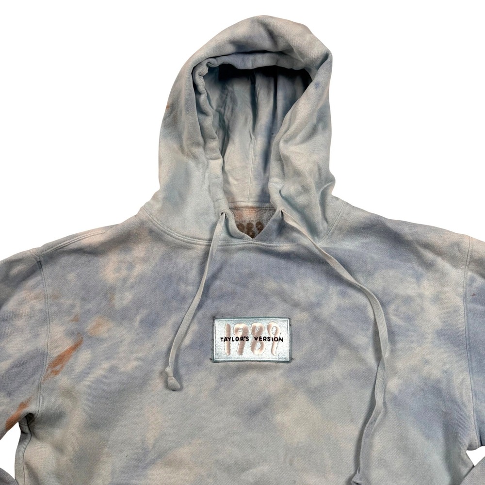 Taylor Swift 1989 Taylor's Version Hoodie Womens XS Light Blue Tie Dye Concert